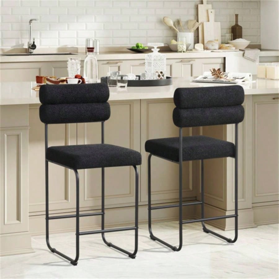 2 PCS Counter Height Bar Stools 26#39; #39; Counter Stools - Black
