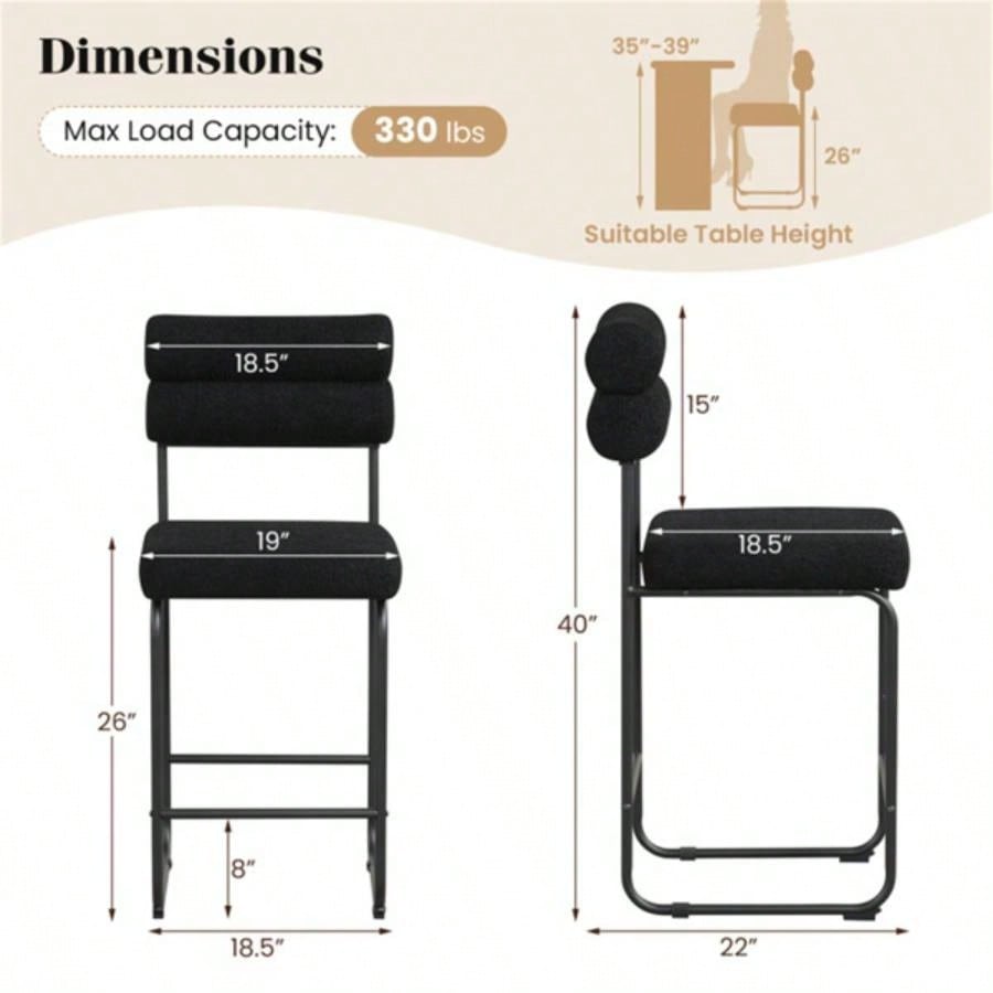 2 PCS Counter Height Bar Stools 26#39; #39; Counter Stools - Black