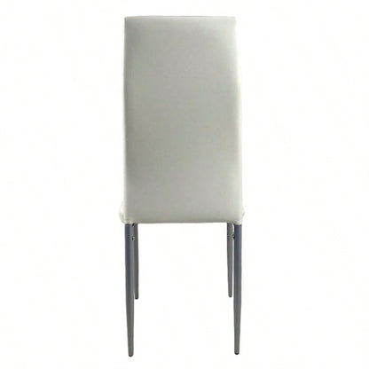 4pcs backrest cushion horizontal sewing decoration PU leather dining chair round tube white cushion gray leg N201 Replace encoding 13029116