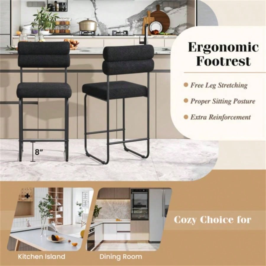 2 PCS Counter Height Bar Stools 26#39; #39; Counter Stools - Black