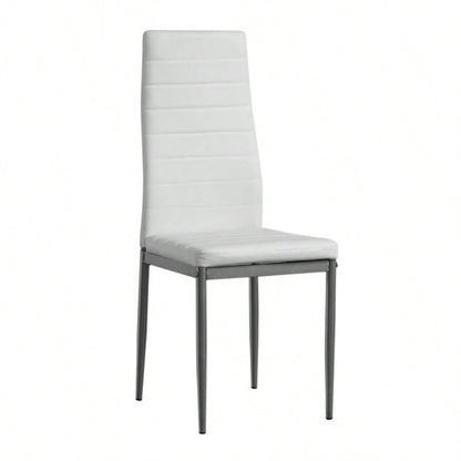 4pcs backrest cushion horizontal sewing decoration PU leather dining chair round tube white cushion gray leg N201 Replace encoding 13029116