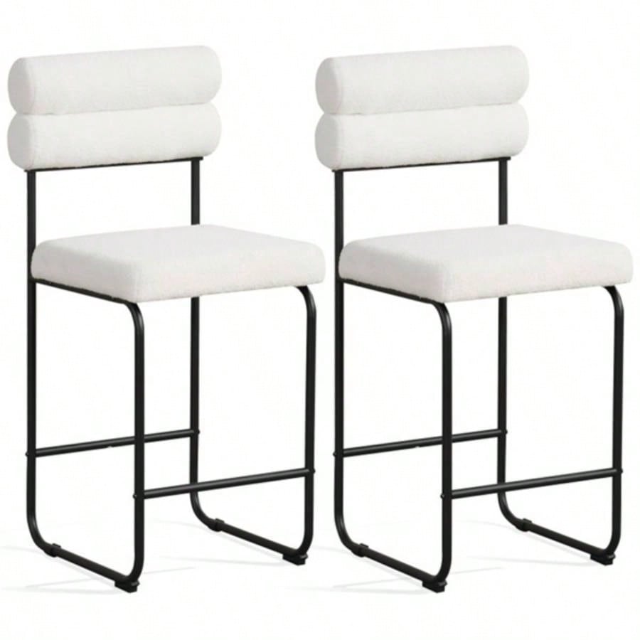 2 PCS Counter Height Bar Stools 26#39; #39; Counter Stools - White