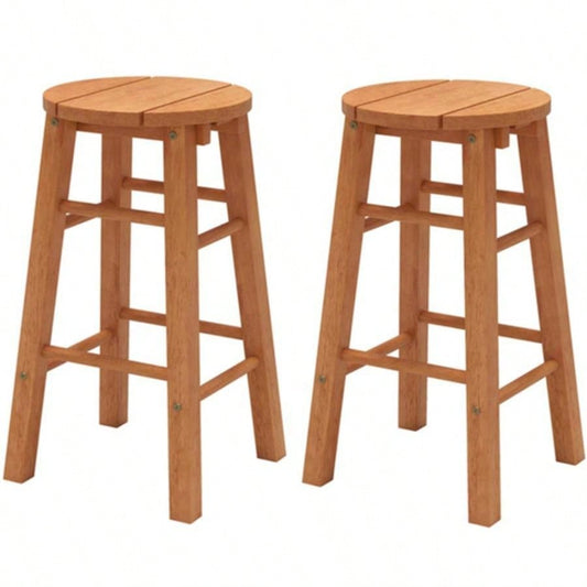 2 pieces wooden round bar stools