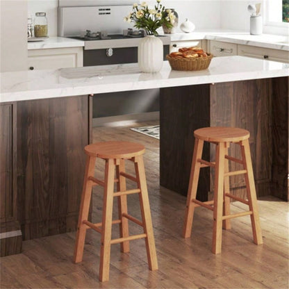 2 pieces wooden round bar stools
