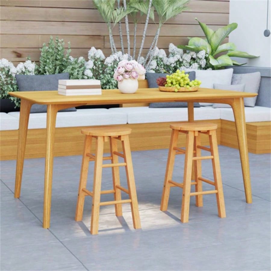 2 pieces wooden round bar stools