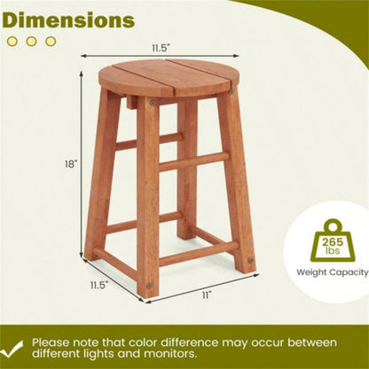 2 PCS 18 - Inch Outdoor Wood Bar Stools Set