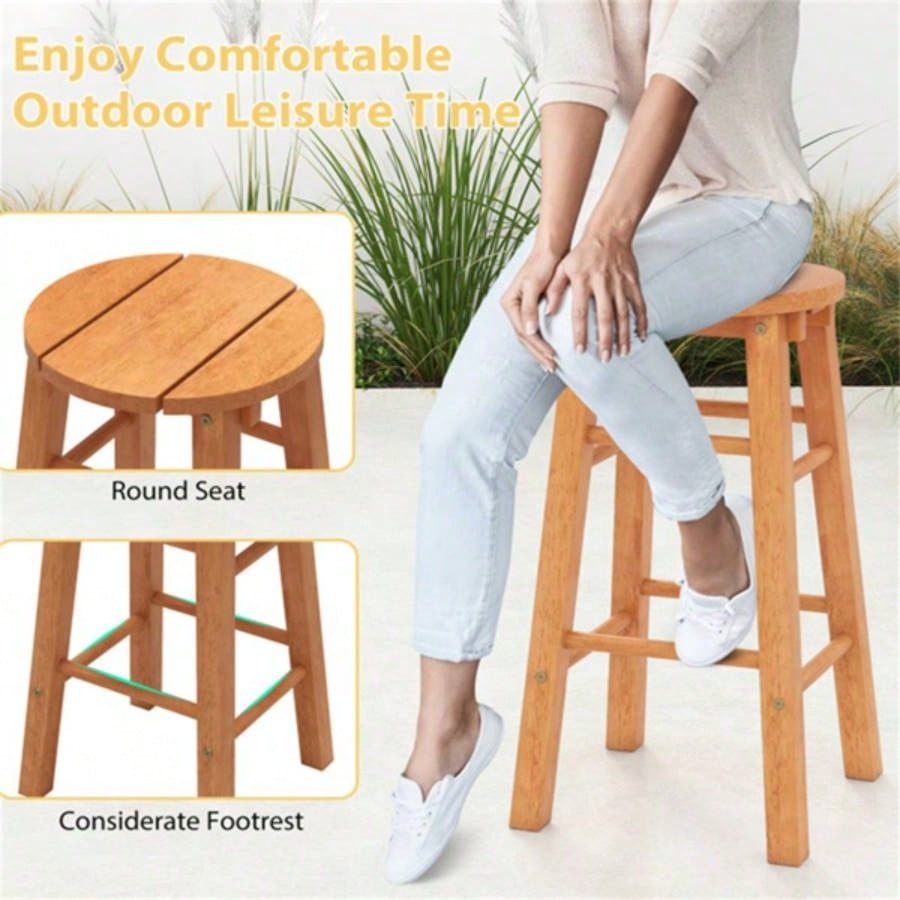 2 pieces wooden round bar stools
