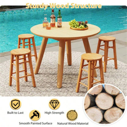 2 pieces wooden round bar stools