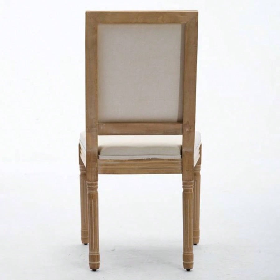 French Decor Chairs Set of 2, Louis Dining Chairs with Square Backrest and Exquisitely Carved Solid Wood Frame Living Room, Kitchen, Restaurant, SW1879BG, Beige