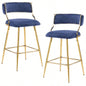 2pcs Thick Corduroy Gold - plated Iron Feet Bar Stool Blue