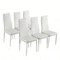 6pcs Elegant Assembled Stripping Texture High Backrest Dining Chairs B WhiteReplace encoding: 36210827