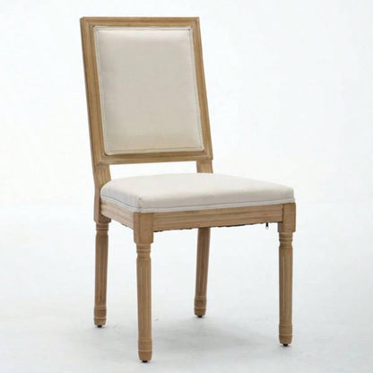 French Decor Chairs Set of 2, Louis Dining Chairs with Square Backrest and Exquisitely Carved Solid Wood Frame Living Room, Kitchen, Restaurant, SW1879BG, Beige