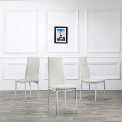 6pcs Elegant Assembled Stripping Texture High Backrest Dining Chairs B WhiteReplace encoding: 36210827
