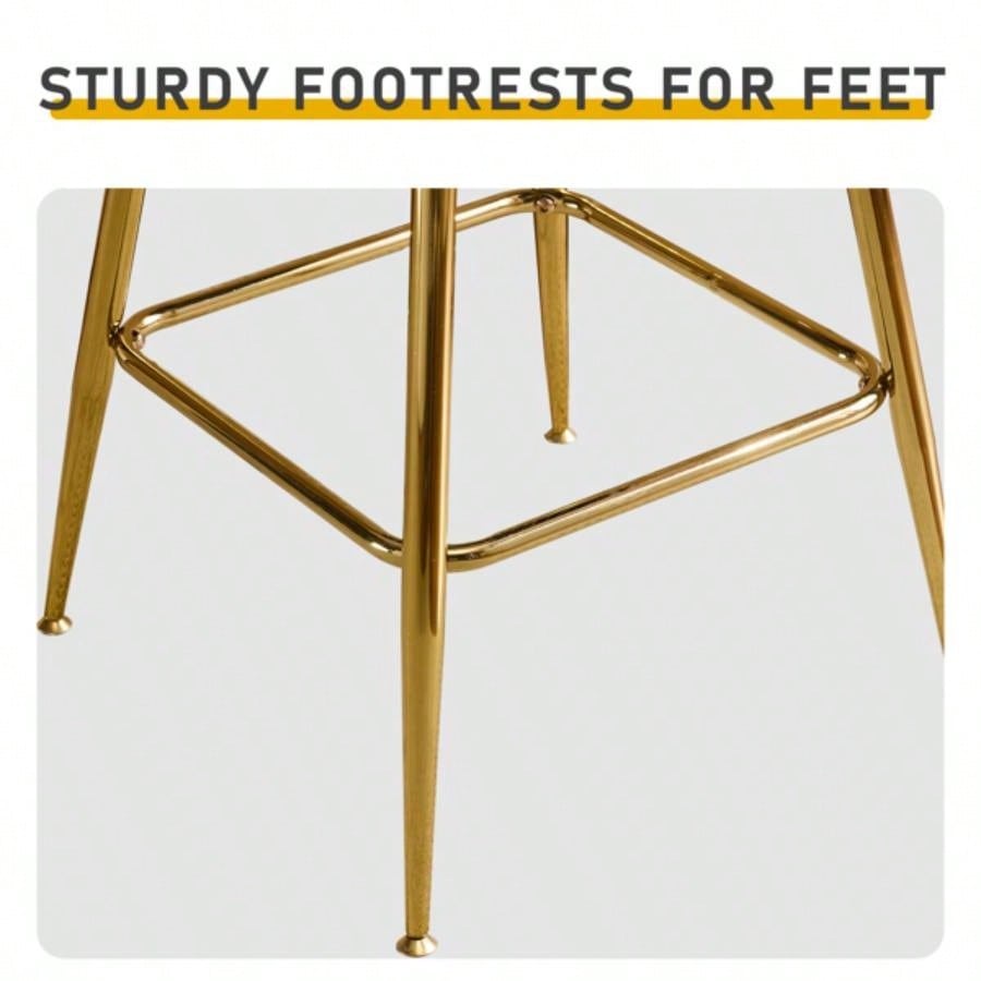2pcs Thick Corduroy Gold - plated Iron Feet Bar Stool Blue