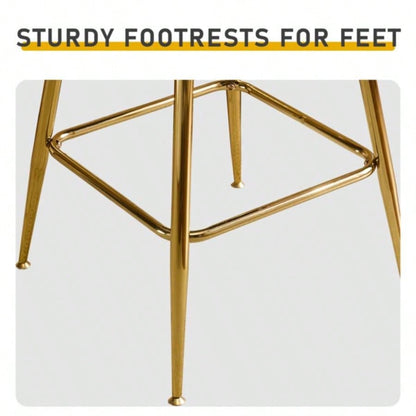 2pcs Thick Corduroy Gold - plated Iron Feet Bar Stool Blue