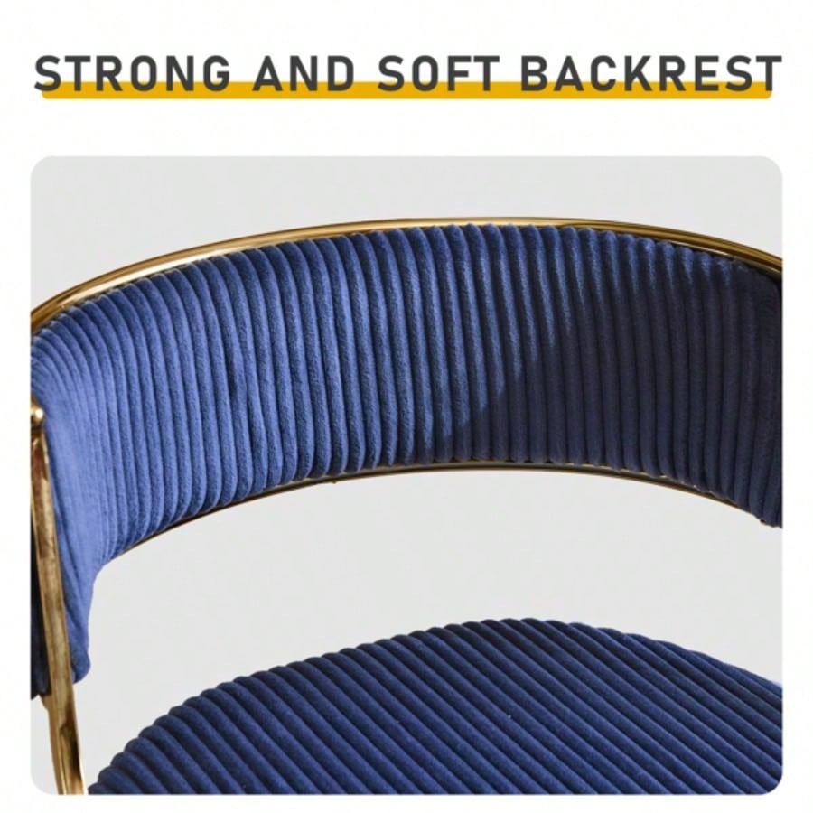 2pcs Thick Corduroy Gold - plated Iron Feet Bar Stool Blue