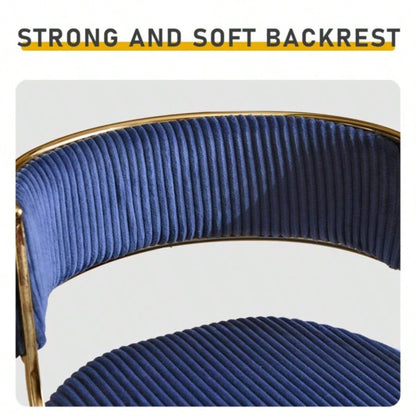 2pcs Thick Corduroy Gold - plated Iron Feet Bar Stool Blue