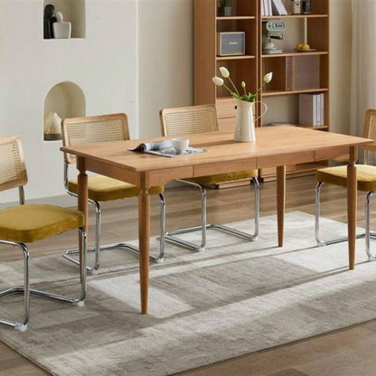 Mid Modern Dining Chairs Set of 2, Velvet Accent Chairs with Natural Cane Back Stainless Base, Famous Breuer Designed Chairs, Upholstered Rattan Kitchen Chairs, Golden