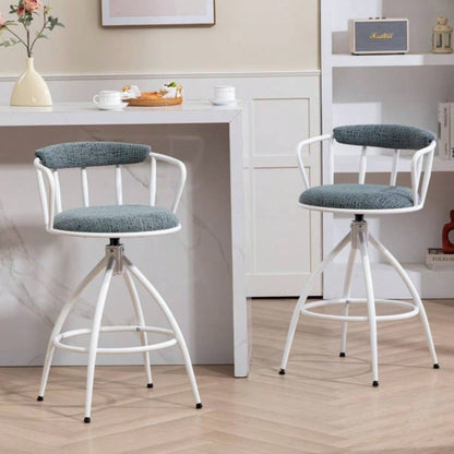 2639; 39; Swivel Counter Height Bar Stool, Set of 2 - Fabric with Metal Frame, Modern Industrial Design Bar Chairs Kitchen Island, Dining Room, Home Bar, Counter BLUE