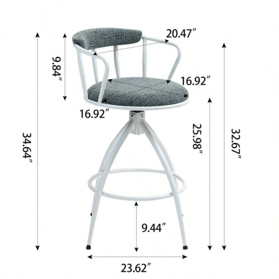2639; 39; Swivel Counter Height Bar Stool, Set of 2 - Fabric with Metal Frame, Modern Industrial Design Bar Chairs Kitchen Island, Dining Room, Home Bar, Counter BLUE