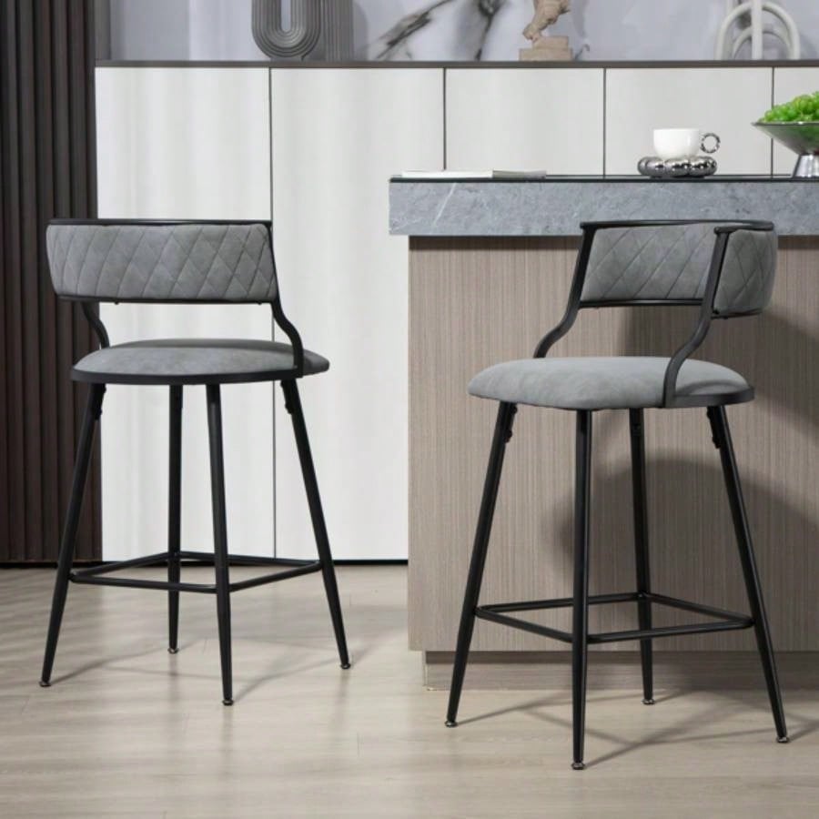 2639; 39; Counter height bar stools PU cover kitchen island counter bar stool with black powder coating base and footrest