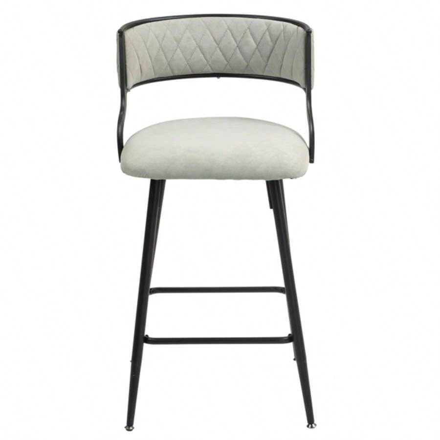 SET OF 2, 26#39; #39; Counter height bar stools PU cover kitchen island counter bar stool with black powder coating base and footrestBeige