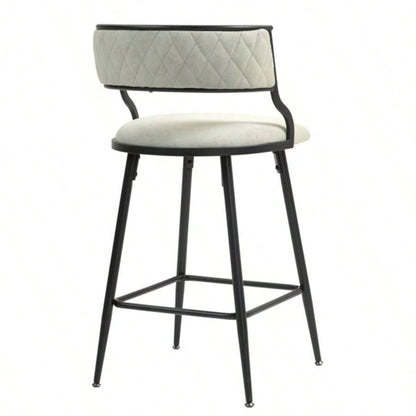 SET OF 2, 26#39; #39; Counter height bar stools PU cover kitchen island counter bar stool with black powder coating base and footrestBeige