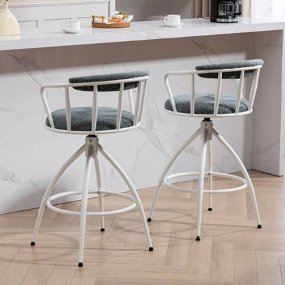 2639; 39; Swivel Counter Height Bar Stool, Set of 2 - Fabric with Metal Frame, Modern Industrial Design Bar Chairs Kitchen Island, Dining Room, Home Bar, Counter BLUE