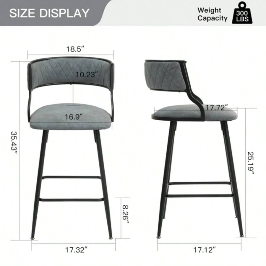 2639; 39; Counter height bar stools PU cover kitchen island counter bar stool with black powder coating base and footrest