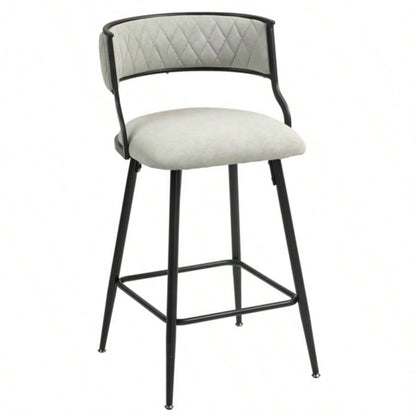 SET OF 2, 26#39; #39; Counter height bar stools PU cover kitchen island counter bar stool with black powder coating base and footrestBeige