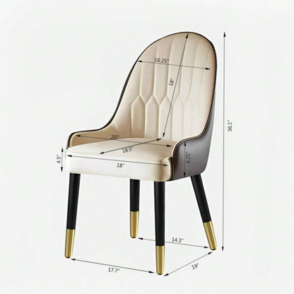 Dining Chairs Set of 2, Dining Chair with PU Leather White and brown metal Living Kitchen Dining Room