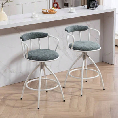 2639; 39; Swivel Counter Height Bar Stool, Set of 2 - Fabric with Metal Frame, Modern Industrial Design Bar Chairs Kitchen Island, Dining Room, Home Bar, Counter BLUE
