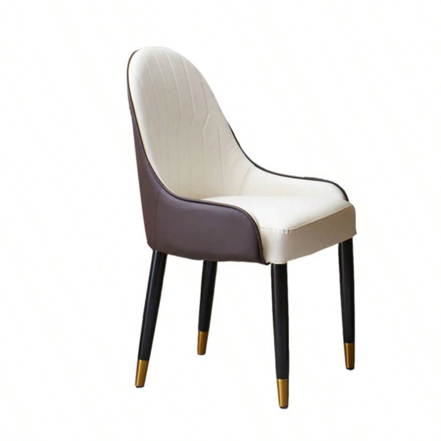 Dining Chairs Set of 2, Dining Chair with PU Leather White and brown metal Living Kitchen Dining Room