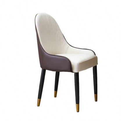 Dining Chairs Set of 2, Dining Chair with PU Leather White and brown metal Living Kitchen Dining Room