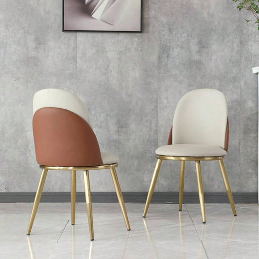 Dining Chairs Set of 2, Modern PU Leather Dining Gold Metal Living Kitchen Dining Room