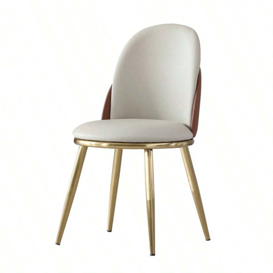 Dining Chairs Set of 2, Modern PU Leather Dining Gold Metal Living Kitchen Dining Room
