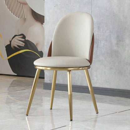 Dining Chairs Set of 2, Modern PU Leather Dining Gold Metal Living Kitchen Dining Room