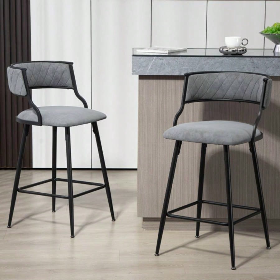 2639; 39; Counter height bar stools PU cover kitchen island counter bar stool with black powder coating base and footrest