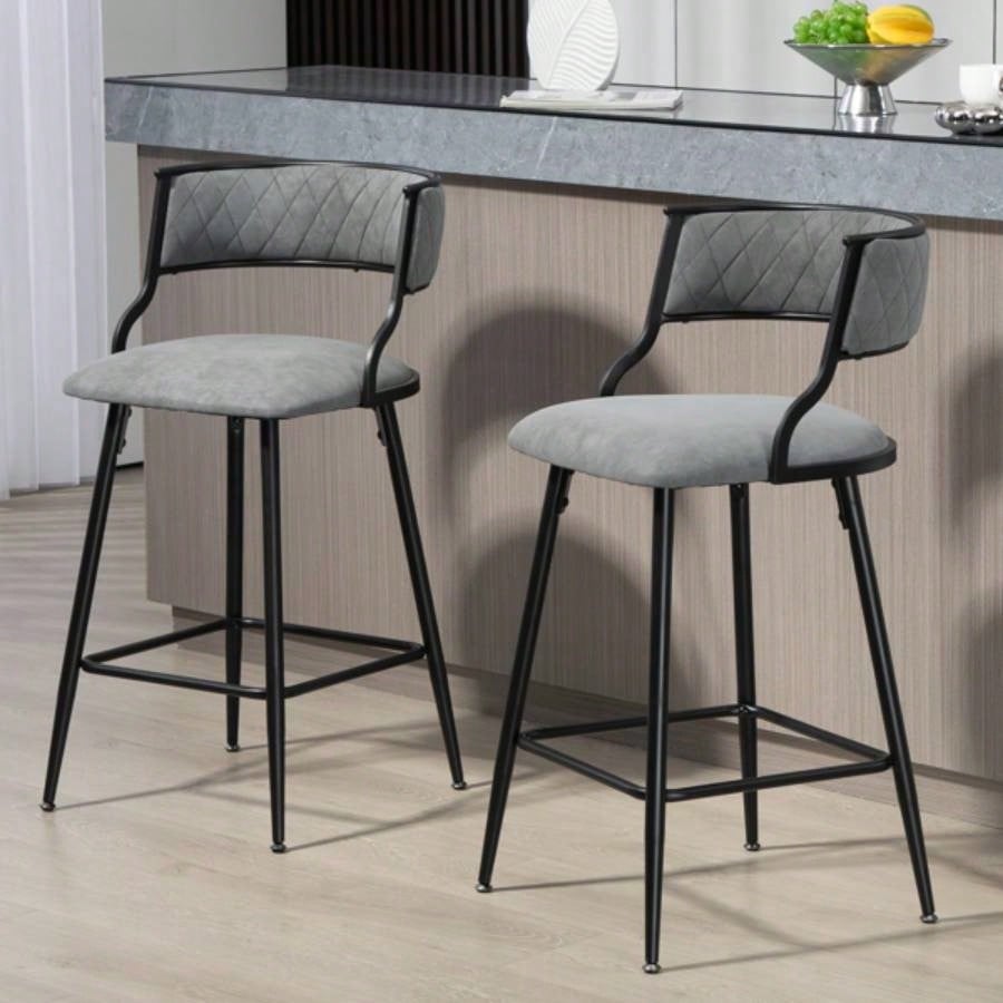 2639; 39; Counter height bar stools PU cover kitchen island counter bar stool with black powder coating base and footrest