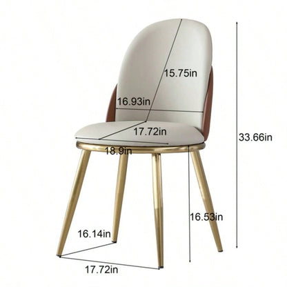 Dining Chairs Set of 2, Modern PU Leather Dining Gold Metal Living Kitchen Dining Room