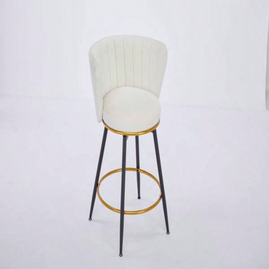 Counter Height Bar Stools Set of 2, 360176; Swivel Upholstered Barstools with Backs and Metal, 26 H Height, Velvet Fabric, Goldy Footrest