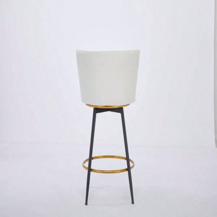 Counter Height Bar Stools Set of 2, 360176; Swivel Upholstered Barstools with Backs and Metal, 26 H Height, Velvet Fabric, Goldy Footrest