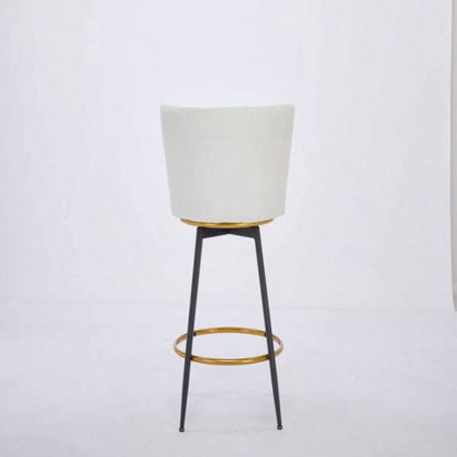Counter Height Bar Stools Set of 2, 360176; Swivel Upholstered Barstools with Backs and Metal, 26 H Height, Velvet Fabric, Goldy Footrest