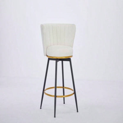 Counter Height Bar Stools Set of 2, 360176; Swivel Upholstered Barstools with Backs and Metal, 26 H Height, Velvet Fabric, Goldy Footrest