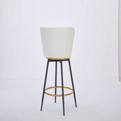 Counter Height Bar Stools Set of 2, 360176; Swivel Upholstered Barstools with Backs and Metal, 26 H Height, Velvet Fabric, Goldy Footrest