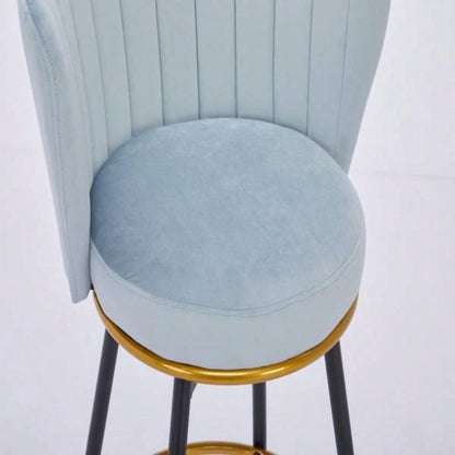 Counter Height Bar Stools Set of 2, 360176; Swivel Upholstered Barstools with Backs and Metal, 26 H Height, Velvet Fabric, Goldy Footrest