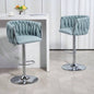360176; Fabric cover Swivel Bar Stools Set of 2, Adjustable Counter Height Bar Chairs with Woven Back Footrest, Silver chromed Bar Stools Kitchen Island, Cafe, Pub BLUE