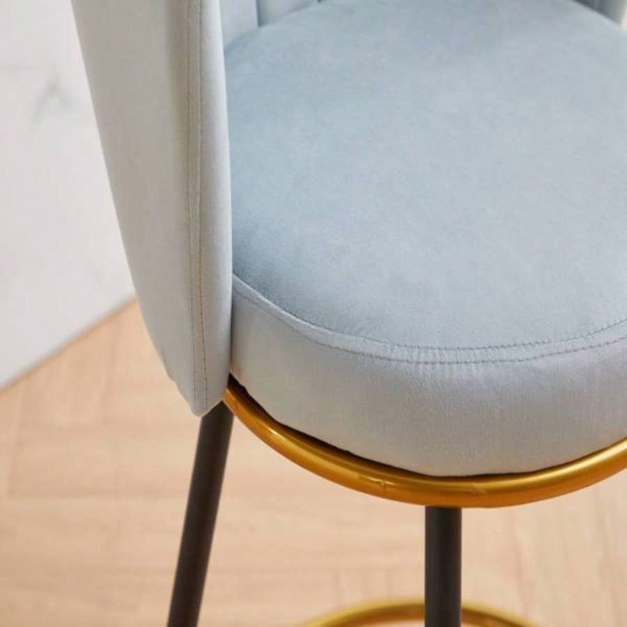 Counter Height Bar Stools Set of 2, 360176; Swivel Upholstered Barstools with Backs and Metal, 26 H Height, Velvet Fabric, Goldy Footrest
