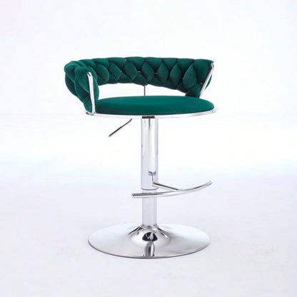 Set of 2 Bar Stools, with Footrest and Base Swivel Height Adjustable Mechanical Lifting Velvet+ Leg Simple Bar Stool - GREEN