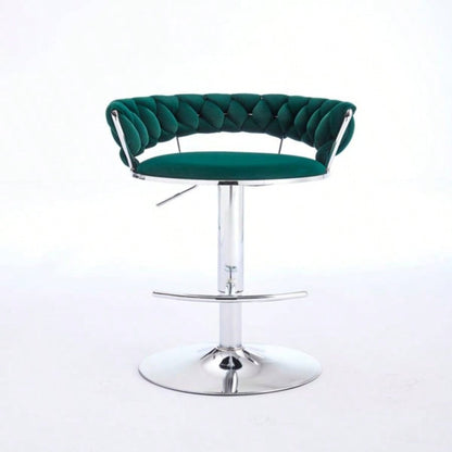 Set of 2 Bar Stools, with Footrest and Base Swivel Height Adjustable Mechanical Lifting Velvet+ Leg Simple Bar Stool - GREEN